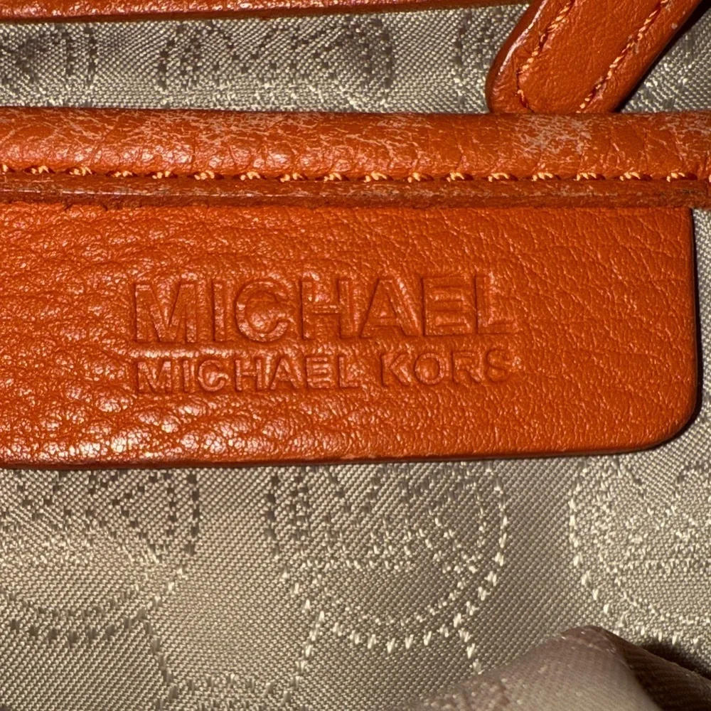 Michael Kors Leather Chain Strap Hobo Leather Shoulder Bag - Burnt Orange